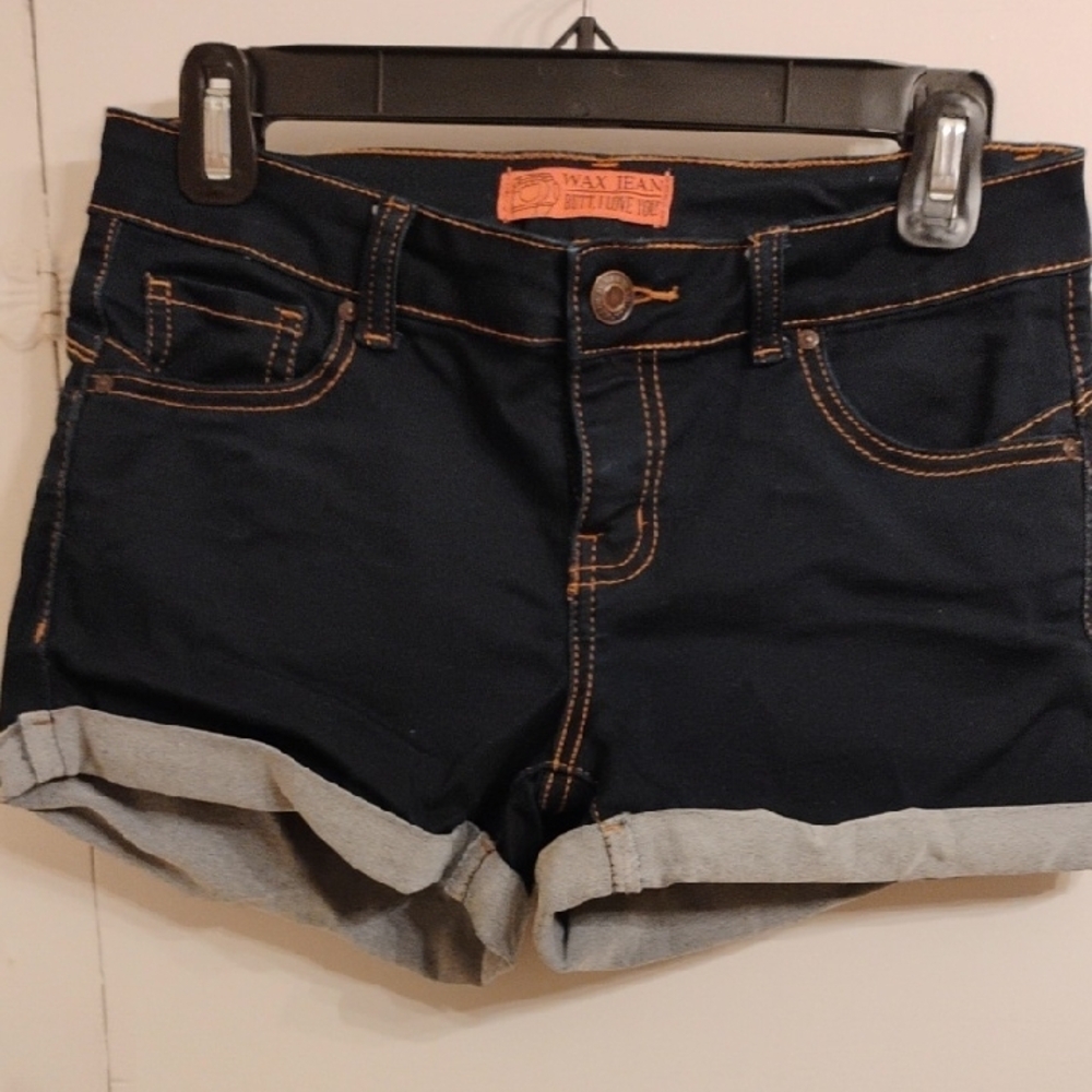 Wax Jean Black Jean Shorts with Cuffed Hem